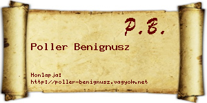 Poller Benignusz névjegykártya